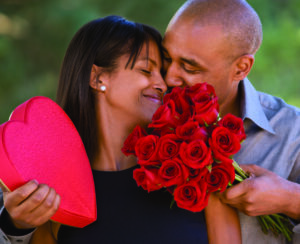 Couple with Roses and Chocolate